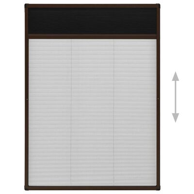 vidaXL Plissert insektskjerm for vindu aluminium brun 80x120 cm