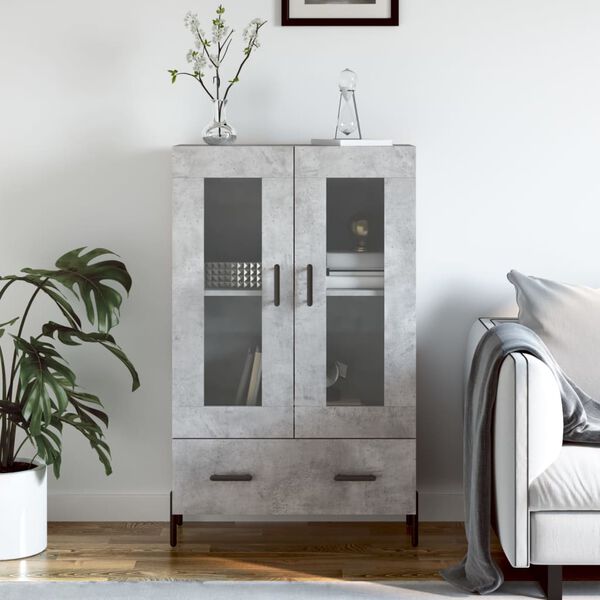 vidaXL Highboard betonggr&aring; 69,5x31x115 cm konstruert tre