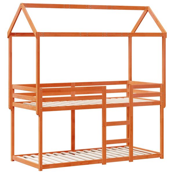 vidaXL K&oslash;yeseng med tak voksbrun 90x190 cm heltre furu