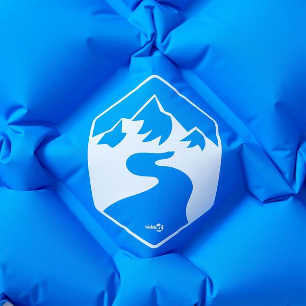 vidaXL Oppbl&aring;sende campingmadrass med pute for 1 person bl&aring;