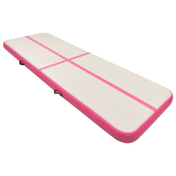 vidaXL Oppbl&aring;sbar gymnastikkmatte med pumpe 400x100x20 cm PVC rosa