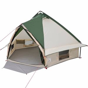 vidaXL Teepee telt 4-person med tak Gr&oslash;nn og Gr&aring; 388 x 320 x 169 cm