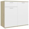 vidaXL Skjenk hvit og sonoma eik 80x36x75 cm konstruert tre