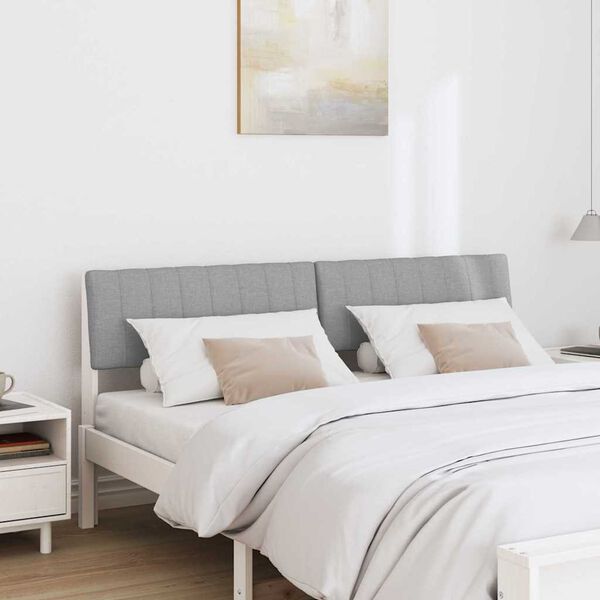 vidaXL Polstret sengegavl Lysegr&aring; 160 cm Massiv furu