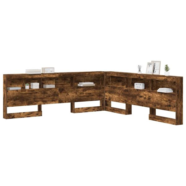 vidaXL Lagringshodegavl med hylle R&oslash;kt eik 200 cm Konstruert tre