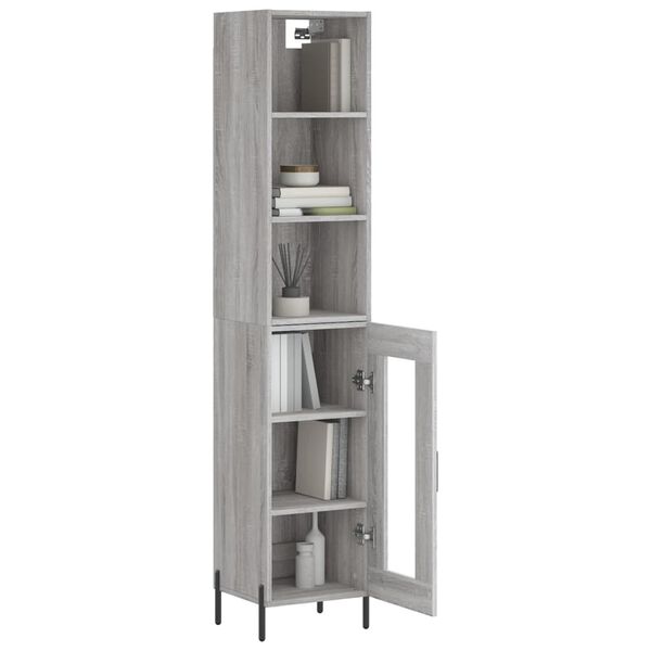 vidaXL Highboard gr&aring; sonoma 34,5x34x180 cm konstruert tre
