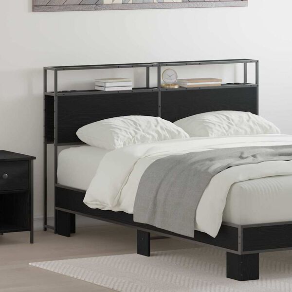 vidaXL Lagringshodegavl med hylle Svart eik 150 cm Konstruert tre