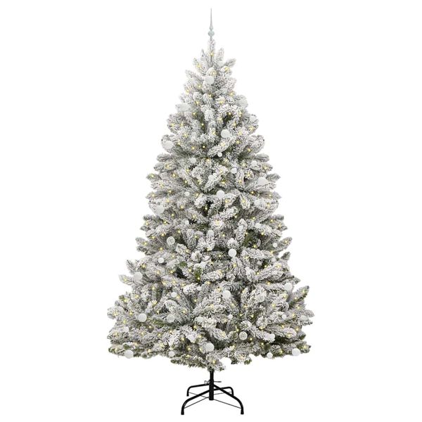 vidaXL Kunstig juletre med 300 LED Grønn og hvit 270 cm PVC og metall