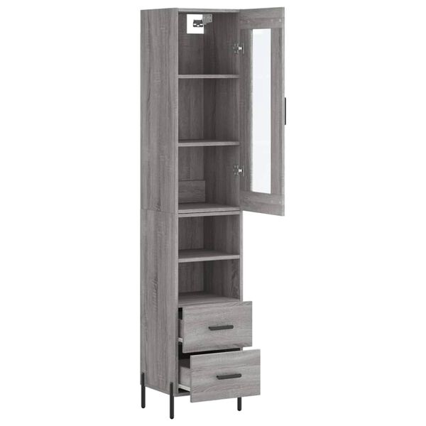vidaXL Highboard grå sonoma 34,5x34x180 cm konstruert tre