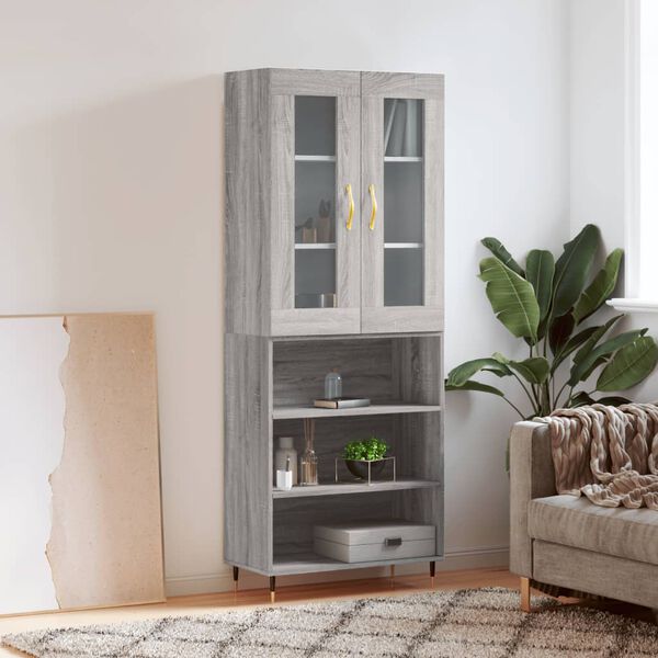 vidaXL Highboard gr&aring; sonoma 69,5x34x180 cm konstruert tre