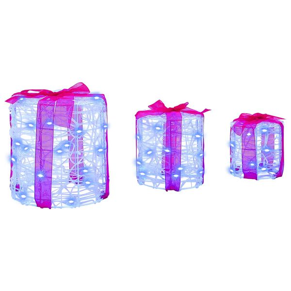 vidaXL Gaveeske Dekorasjon med 60 LED 3 pcs Blå 20 x 20 x 21 cm Akryl