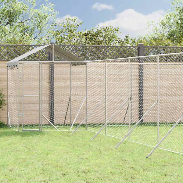 vidaXL Utend&oslash;rs hundekennel s&oslash;lv 12x12x2,5 m galvanisert st&aring;l
