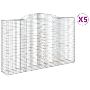 vidaXL Gabionkurver buede 5 stk 300x50x180/200 cm galvanisert jern