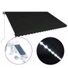 vidaXL Uttrekkbar markise med vindsensor og LED 500x300 cm antrasitt