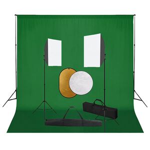 vidaXL Fotostudiosett med softbokslys, bakgrunn og reflektor