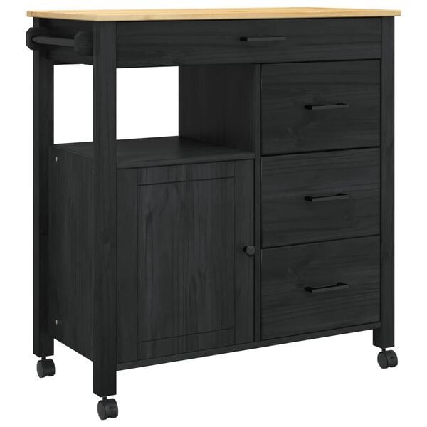 vidaXL Kjøkkenvogn Ensfarget Svart