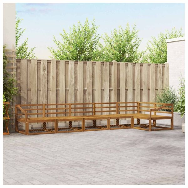 vidaXL Utend&oslash;rs sofa-sett 6 pcs Naturlig Solid akasietre