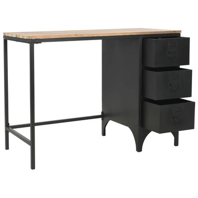 vidaXL Enkelt skrivebord heltre edelgran og stål 100x50x76 cm
