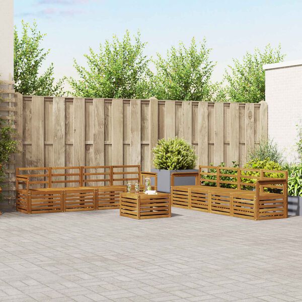 vidaXL Sofasett 9 pcs Naturlig Solid akasietre