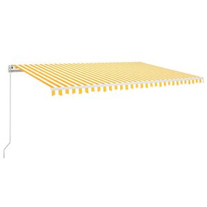 vidaXL Manuell uttrekkbar markise 500x300 cm gul og hvit