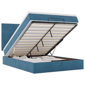 vidaXL Ottoman sengeramme med madrasser m&oslash;rkebl&aring; 140x190cm fl&oslash;yel