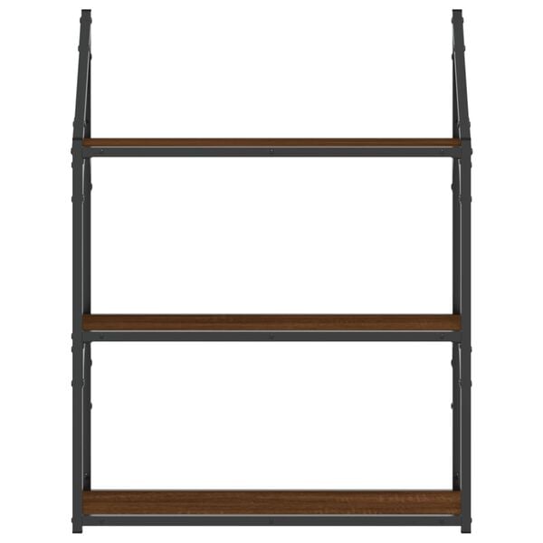 vidaXL Vegghylle 3 etasjer brun eik 60x21x78,5 cm konstruert tre