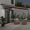 vidaXL Manuell uttrekkbar markise med LED brun 500x350 cm