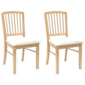 vidaXL Spisestoler 2 stk. Solid Gummitre Naturlig 50 x 52,5 x 91 cm
