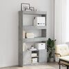 vidaXL Highboard betonggr&aring; 92x33x180 cm konstruert tre