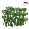 vidaXL Utvidbart espalier kunstige drueblader gr&oslash;nn 5 stk 180x20 cm