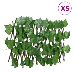 vidaXL Utvidbart espalier kunstige drueblader gr&oslash;nn 5 stk 180x20 cm