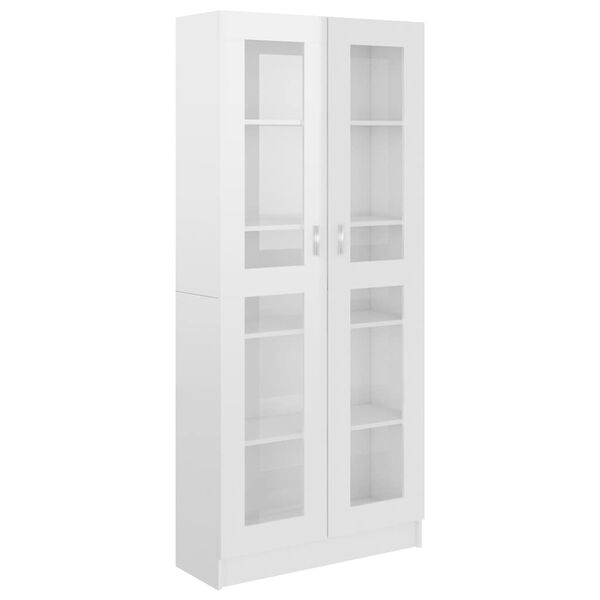 vidaXL Vitrine h&oslash;yglans hvit 82,5x30,5x185 cm konstruert tre