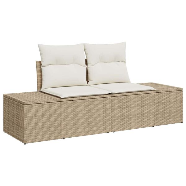 vidaXL Hagemøbelsofa Beige 123 x 62 x 69cm polyrotting