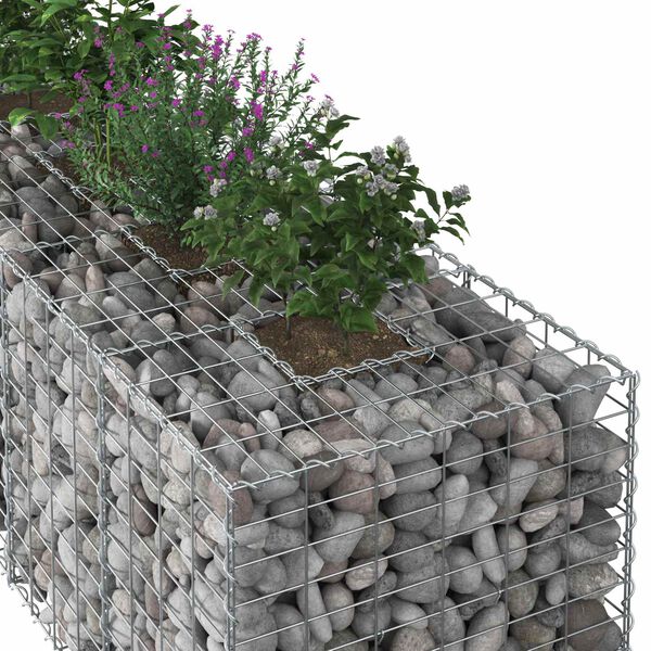 vidaXL Gabion hevet seng s&oslash;lv 180 x 60 x 55 cm Galvanisert St&aring;l