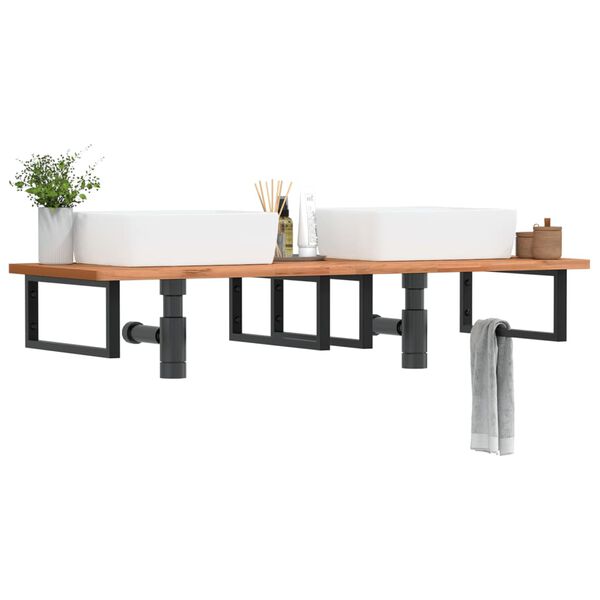 vidaXL Servanthylle veggmontert st&aring;l og heltre b&oslash;ketre