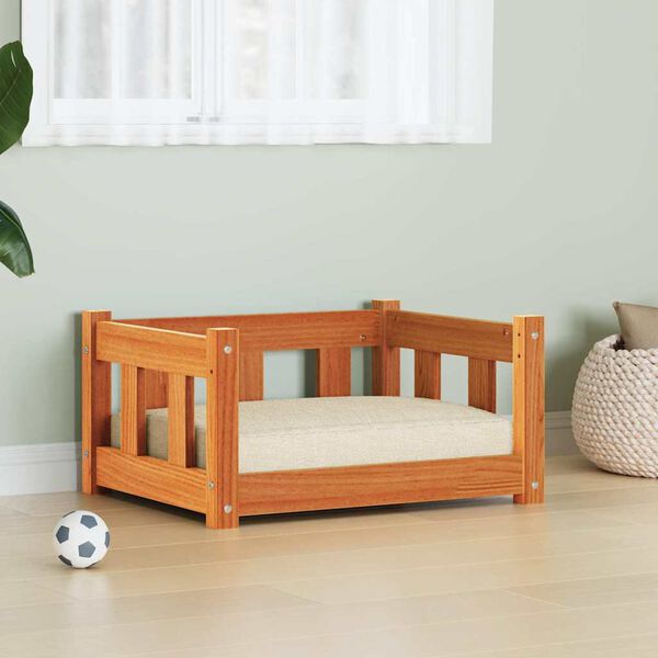 vidaXL Hundeseng med lagring Vokset Brun 55 x 45 x 28 cm Massiv furu