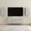 vidaXL TV-benksett 4 deler betonggr&aring; konstruert tre