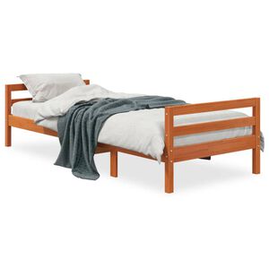 vidaXL Sengeramme uten madrass voksbrun 90x200 cm heltre furu