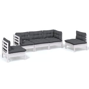 vidaXL Hagesofagruppe med puter 5 deler heltre furu