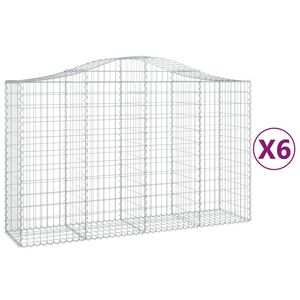 vidaXL Gabionkurver buede 6 stk 200x50x120/140 cm galvanisert jern