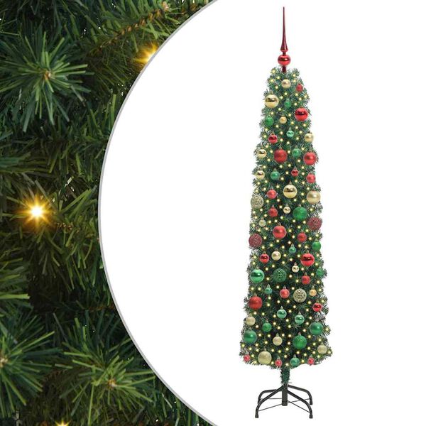 vidaXL Kunstig juletre med 300 LED grønn 180 cm PVC og stål og plast