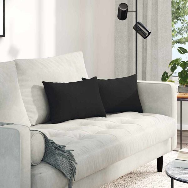 vidaXL Sofaputer 2 pcs Svart 50 x 30 cm stoff