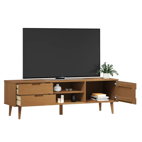vidaXL TV-benk MOLDE brun 158x40x49 cm heltre furu