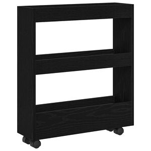 vidaXL Smal Oppbevaringsvogn Svart Eik 60 x 18 x 70 cm Konstruert tre