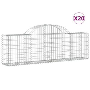vidaXL Gabionkurver buede 20 stk 200x30x60/80 cm galvanisert jern