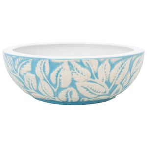 vidaXL Benkeservant hvit og bl&aring; rund &Phi;41x14 cm keramikk