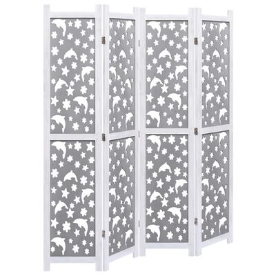 vidaXL Romdeler 4 paneler grå 140x165 cm heltre