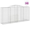 vidaXL Gabionkurver buede 8 stk 300x50x140/160 cm galvanisert jern