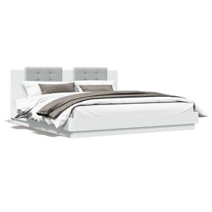 vidaXL Sengeramme med hodegavl hvit 160x200 cm konstruert tre