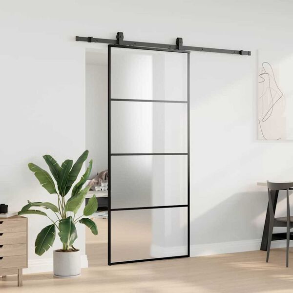vidaXL Skyved&oslash;r med monteringssett svart 90x205 cm ESG-glass